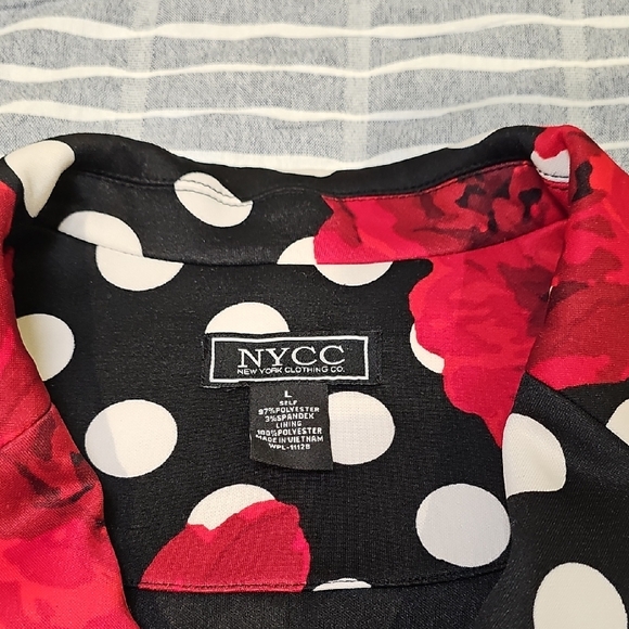 Black, Red and White Floral Polka Dot Blazer - Picture 5 of 6